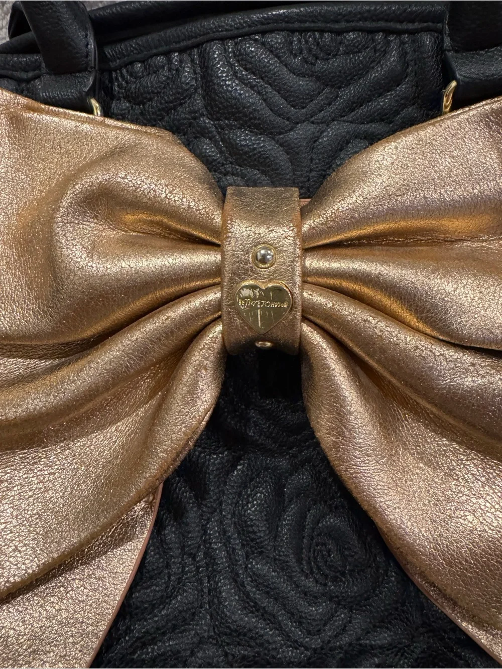 Y2K Betsey Johnson Satin Big Bow Wagon Satchel Handbag